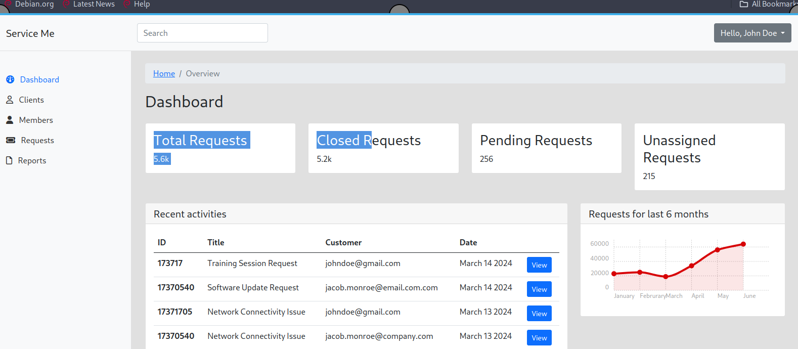homepage for service-me website